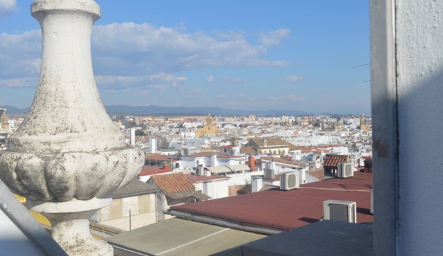 Central penthouse with terrace, parking, A /C, wifi, next to the town hall.