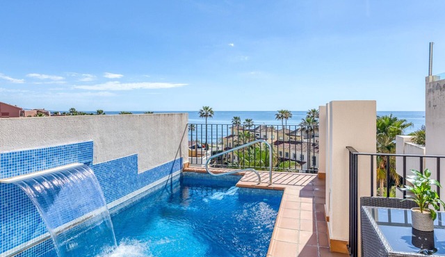 Luxurious beachfront penthouse with private pool, WiFi, air conditioning, parking in Estepona