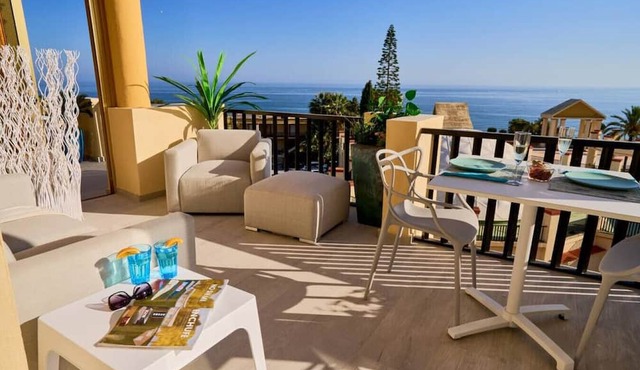 Sun all day double wide balcony with panoramic sea view